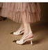 Two Tone Pointy Toe Sling kitten Heels